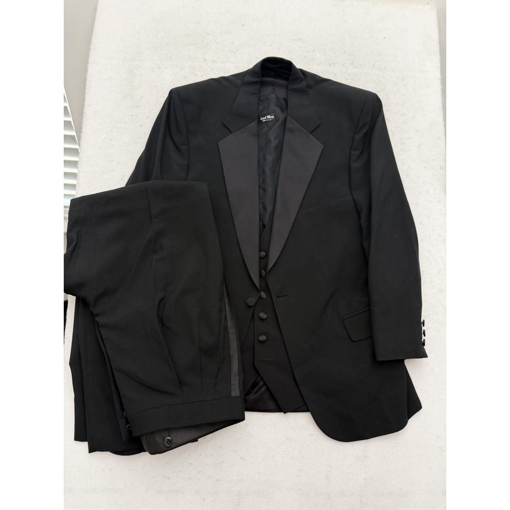 Lord West Vintage Black Tuxedo 41R Wool Shawl Lapel 70s Wedding USA ACWA Union‎
